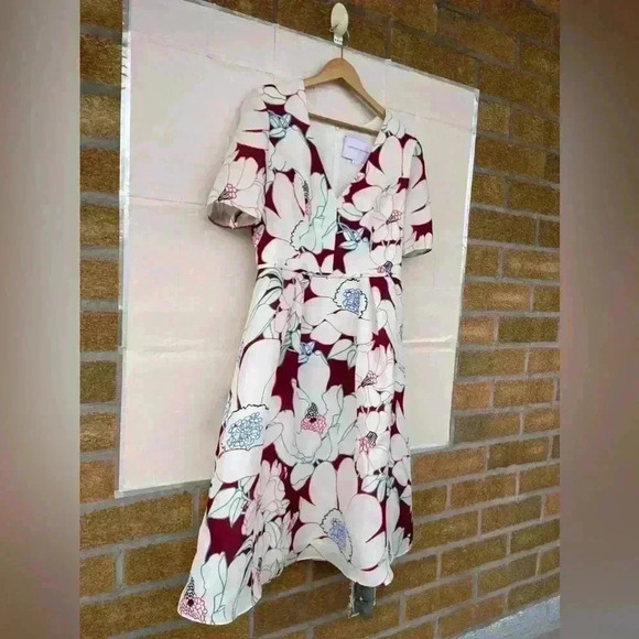 CAROLINA HERRERA Oleander Print Silk Fit & flare dress size 10 - Picture 8 of 17